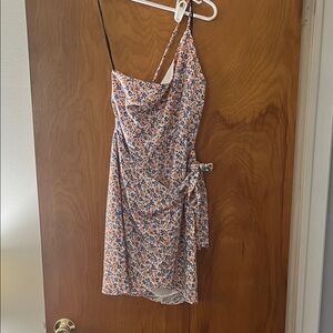 Forever 21 Asymmetrical Floral Dress - Orange and Blue